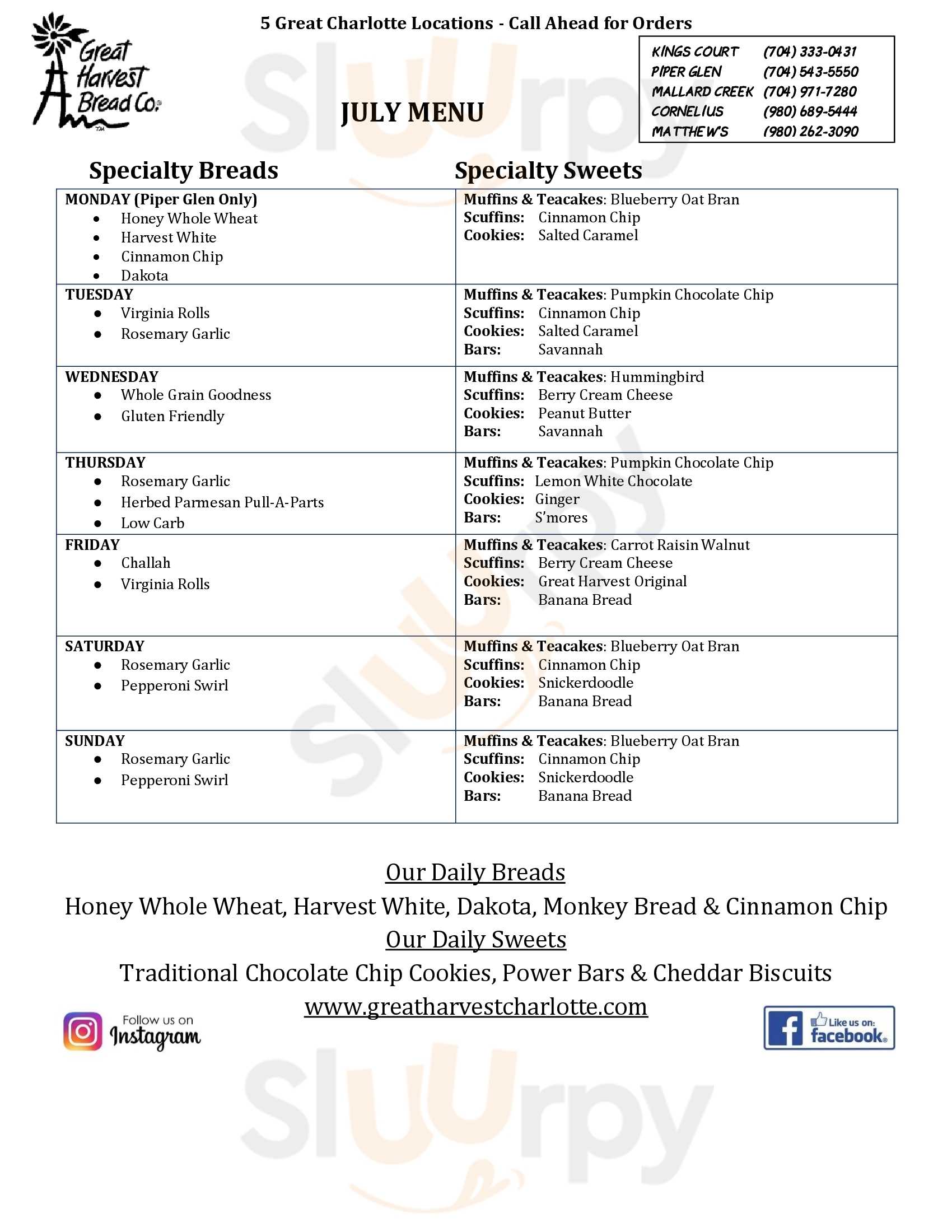 Main Menu - Great Harvest Bread