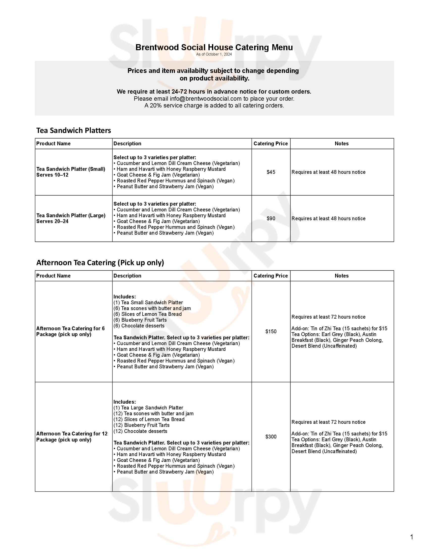 Main Menu - Brentwood Social House