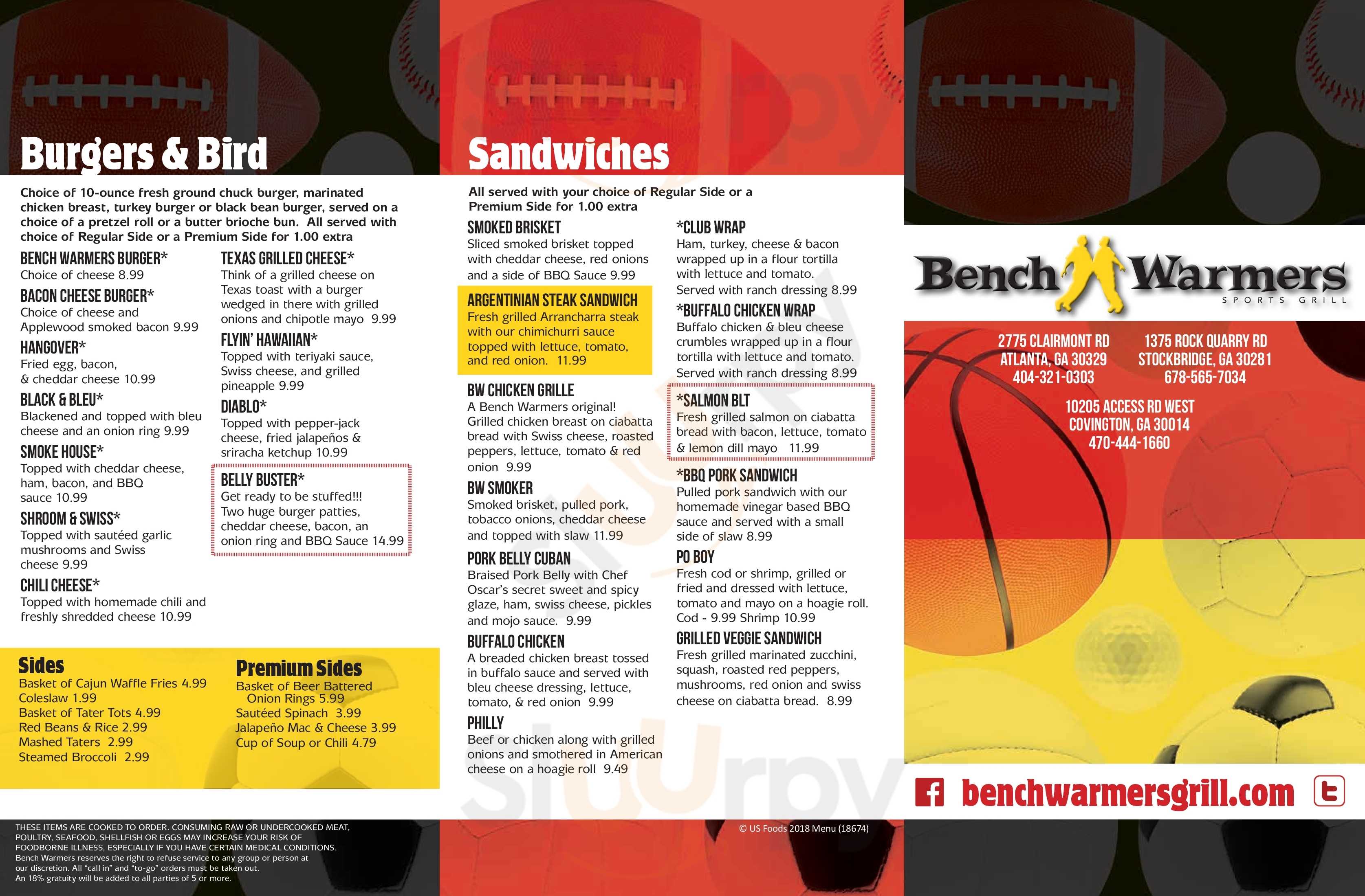 Main Menu - Benchwarmers Sports Grill