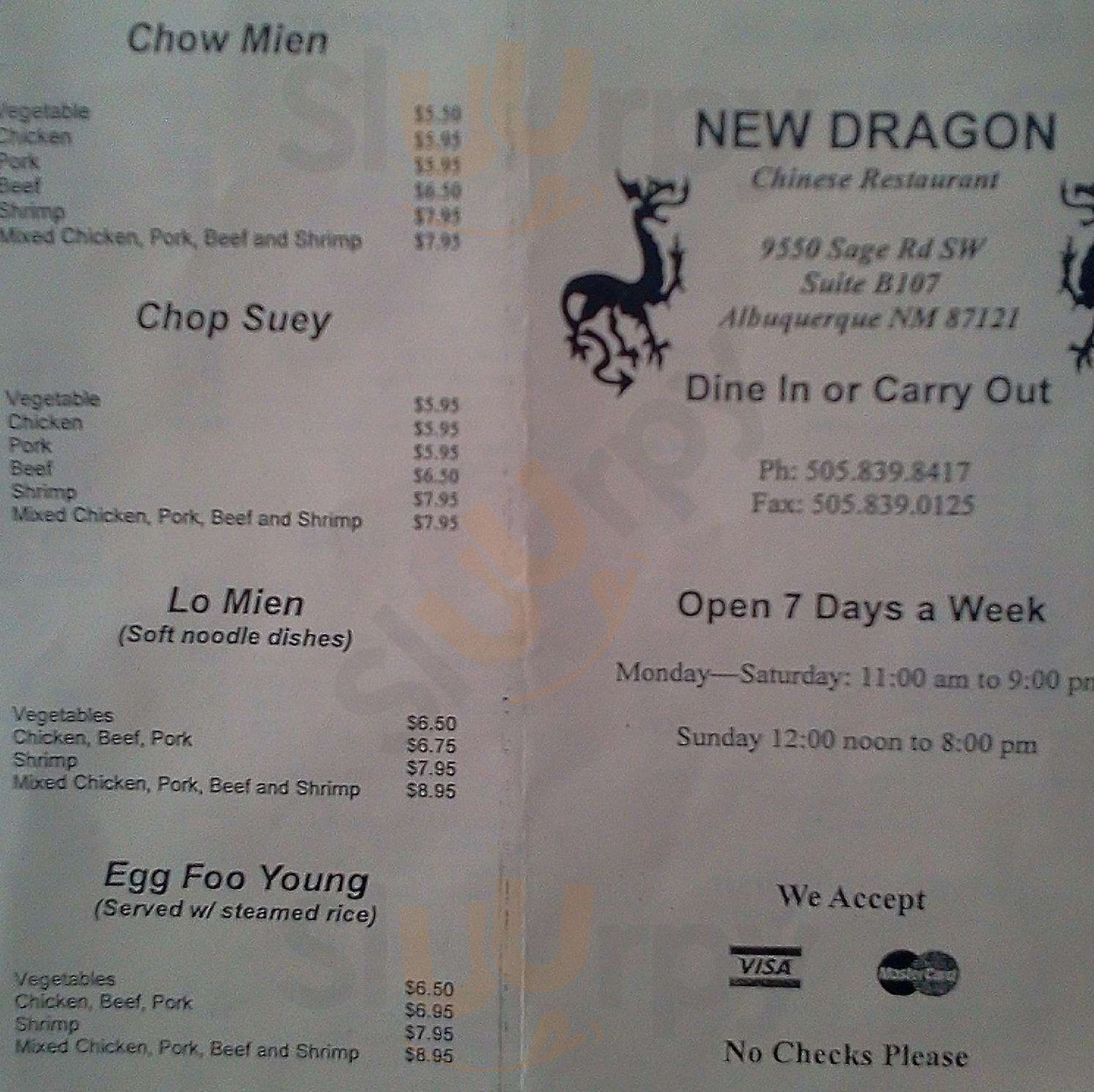 New Dragon Albuquerque Menu - 1