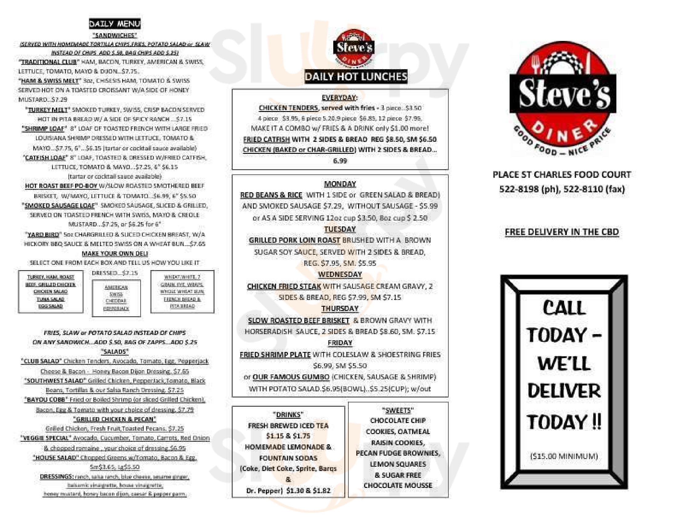 Main Menu - Steve's Diner