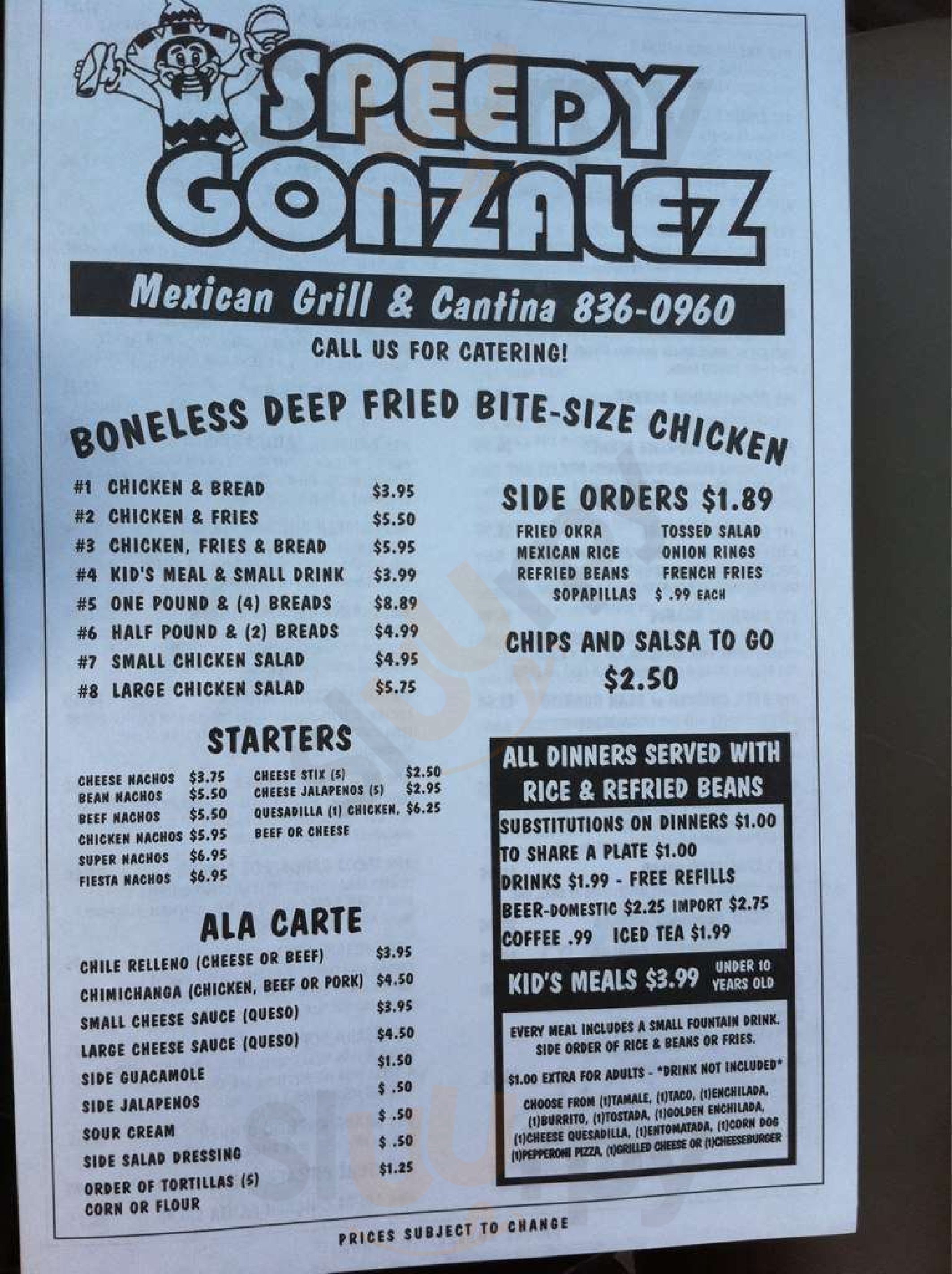 Speedy Gonzalez Tulsa Menu - 1