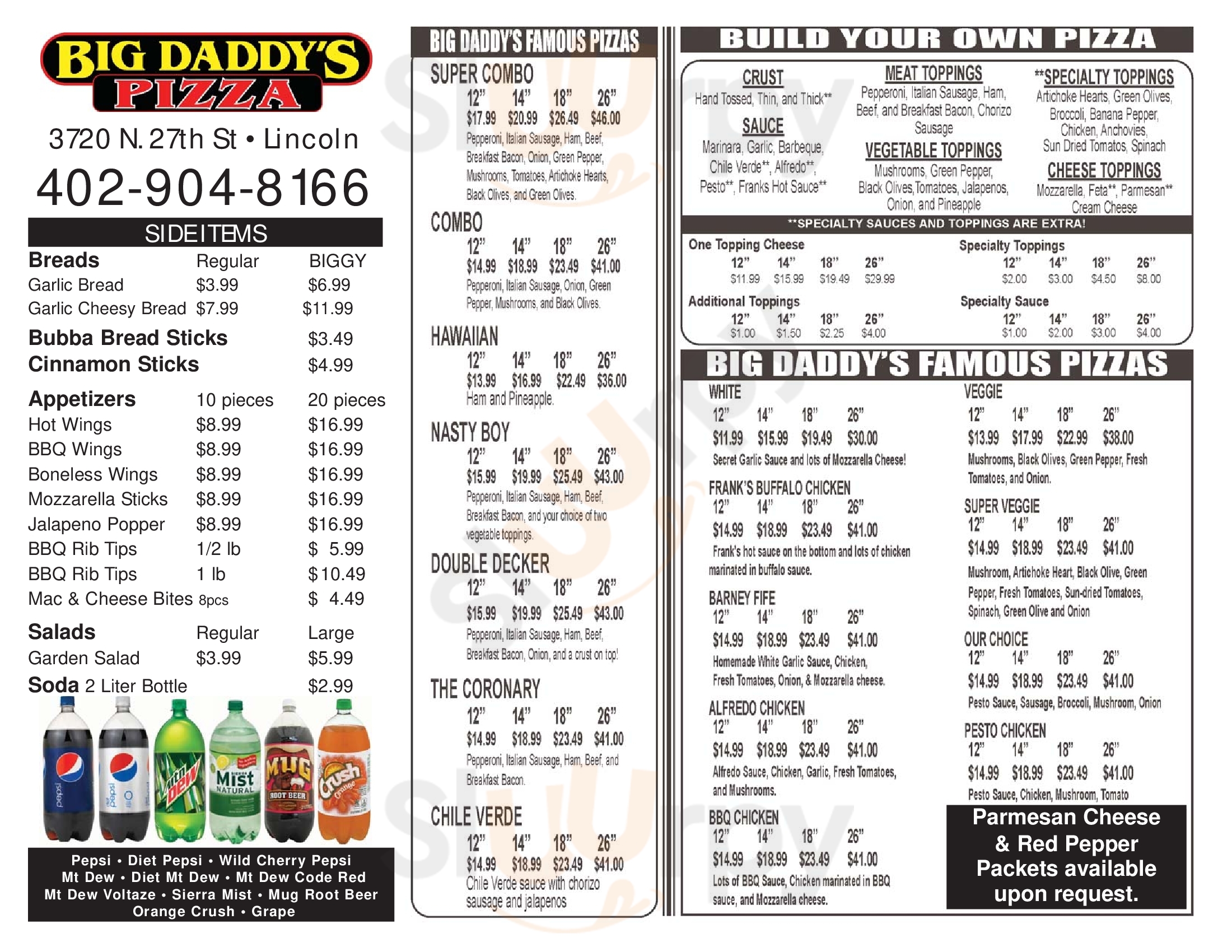 Big Daddy's Pizza Salt Lake City Menu - 1