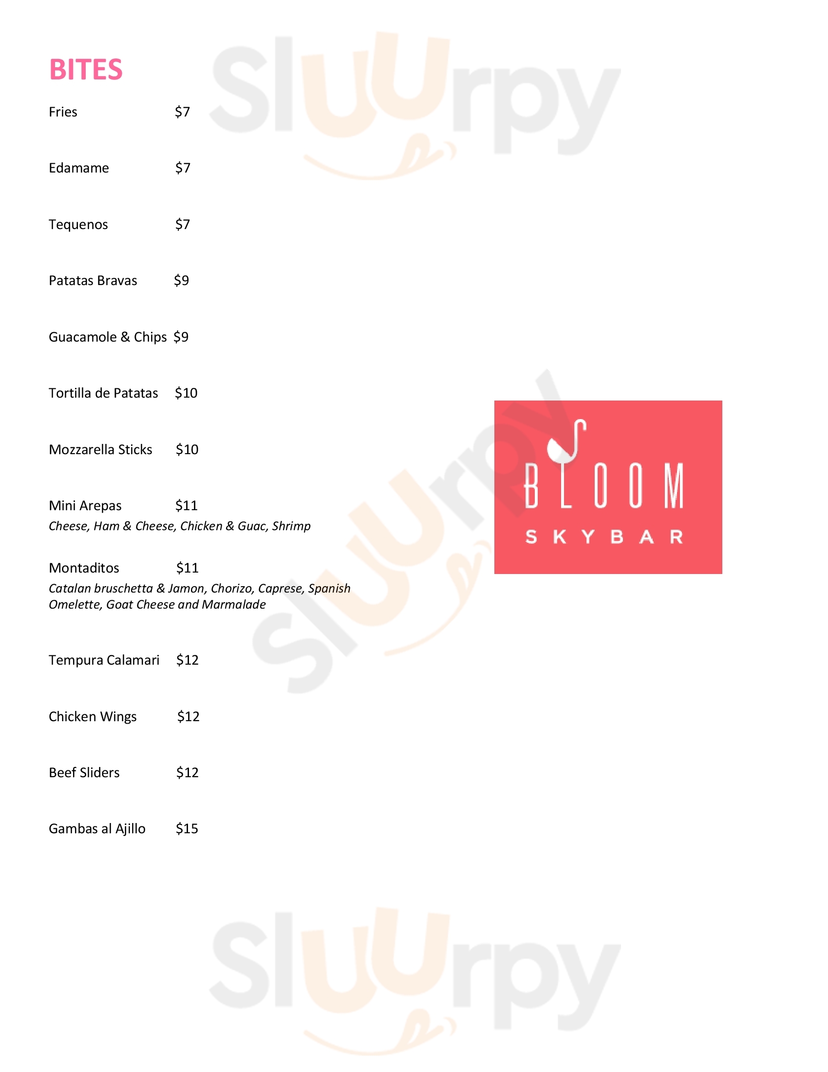 Bloom Skybar Miami Menu - 1