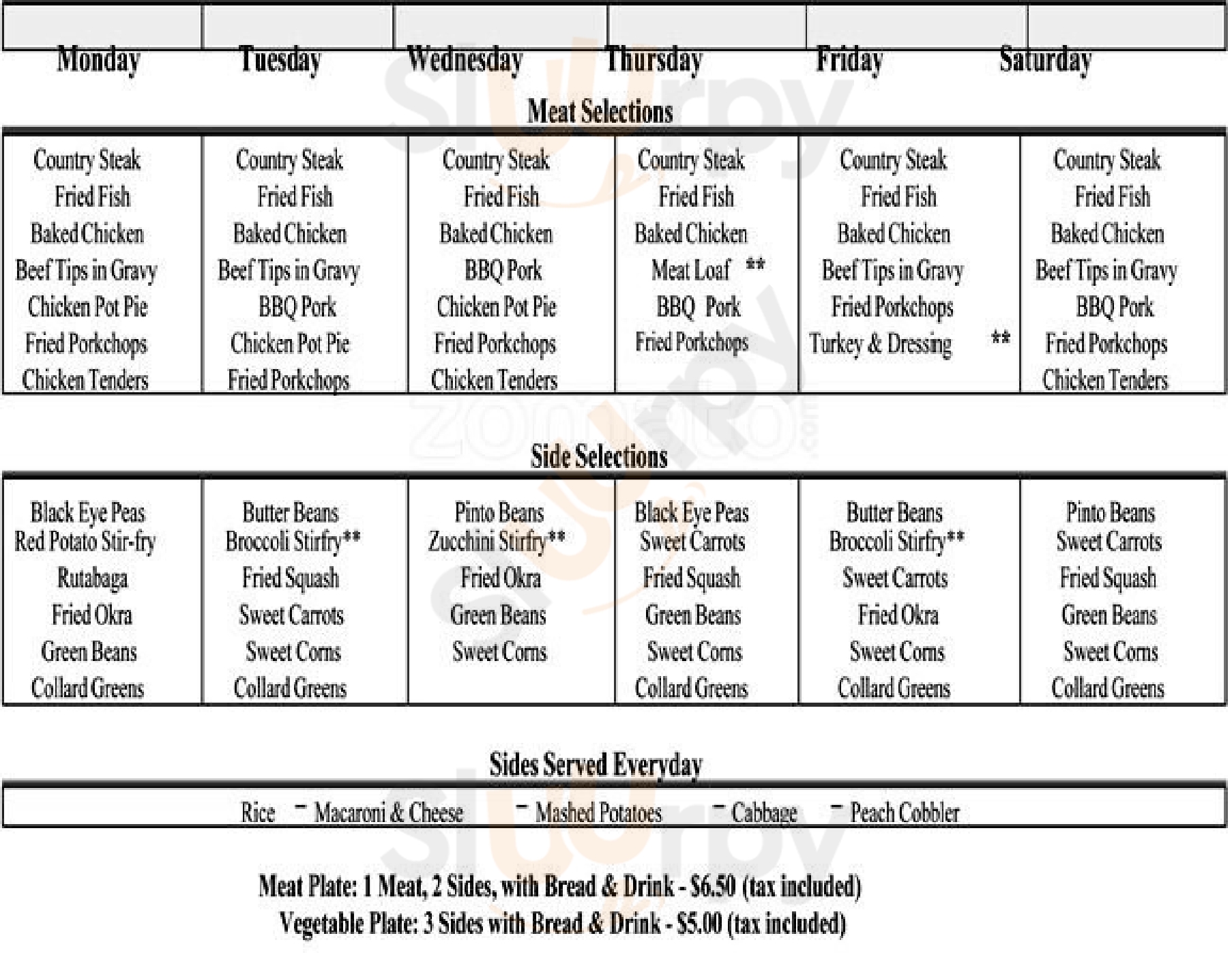 Main Menu - Donnie's Country Cookin'