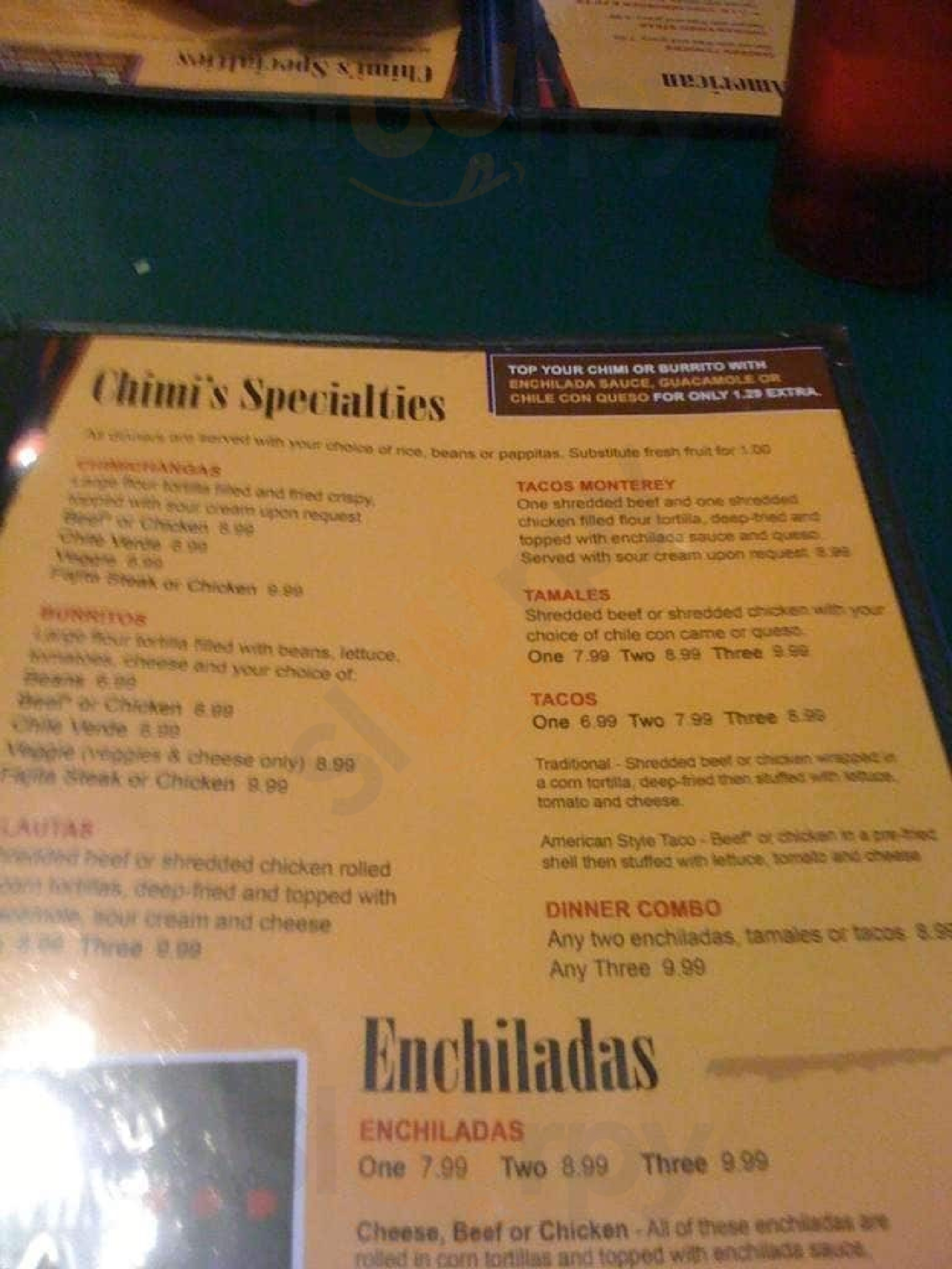 Main Menu - Chimi's Mexican Foods