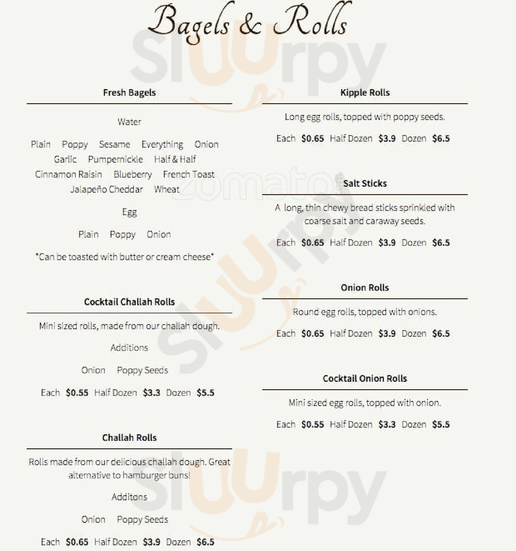 Main Menu - Kaplan's New Model Bakery