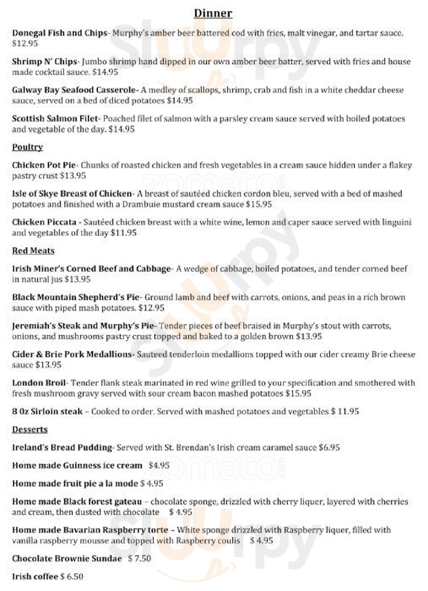 Main Menu - Delaney's Bar And Cigar Lounge