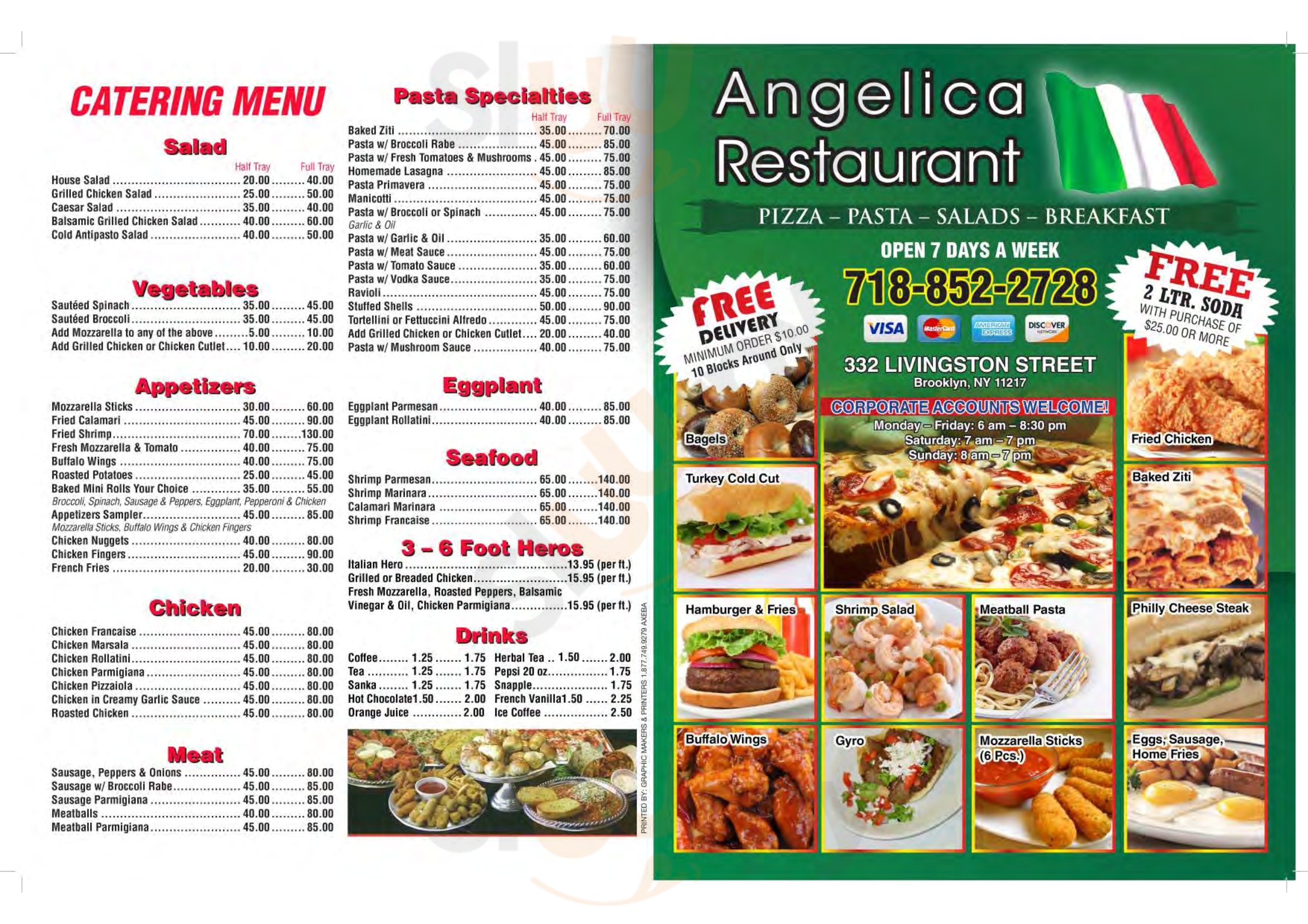 Angelica Pizzeria & Restaurant Brooklyn Menu - 1