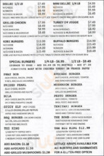 Pearl's Deluxe Burgers menu