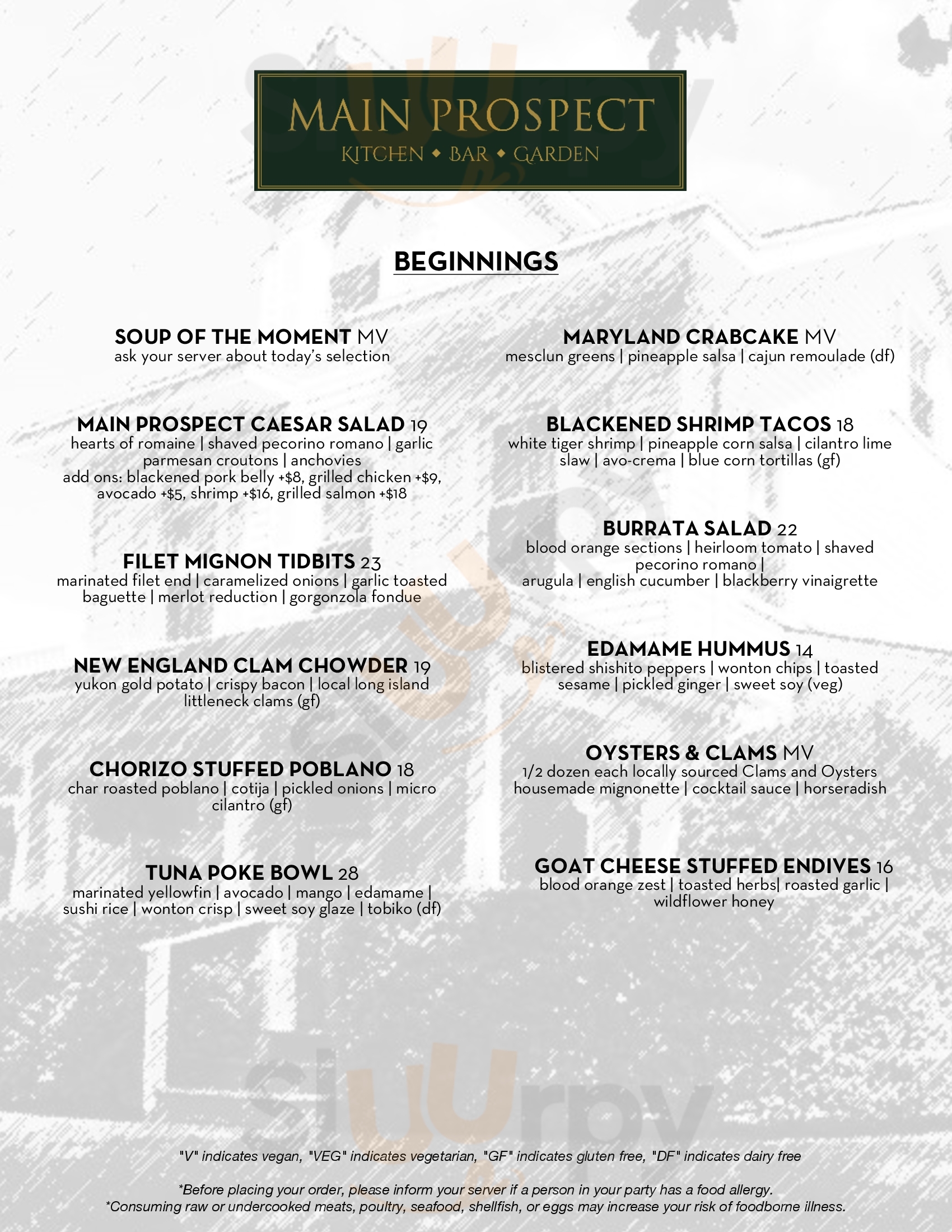 Main Menu - Henri On Fifth