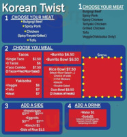 Korean Twist menu