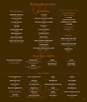 Paloma Blanca Mexican Cuisine menu