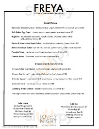 Freya menu