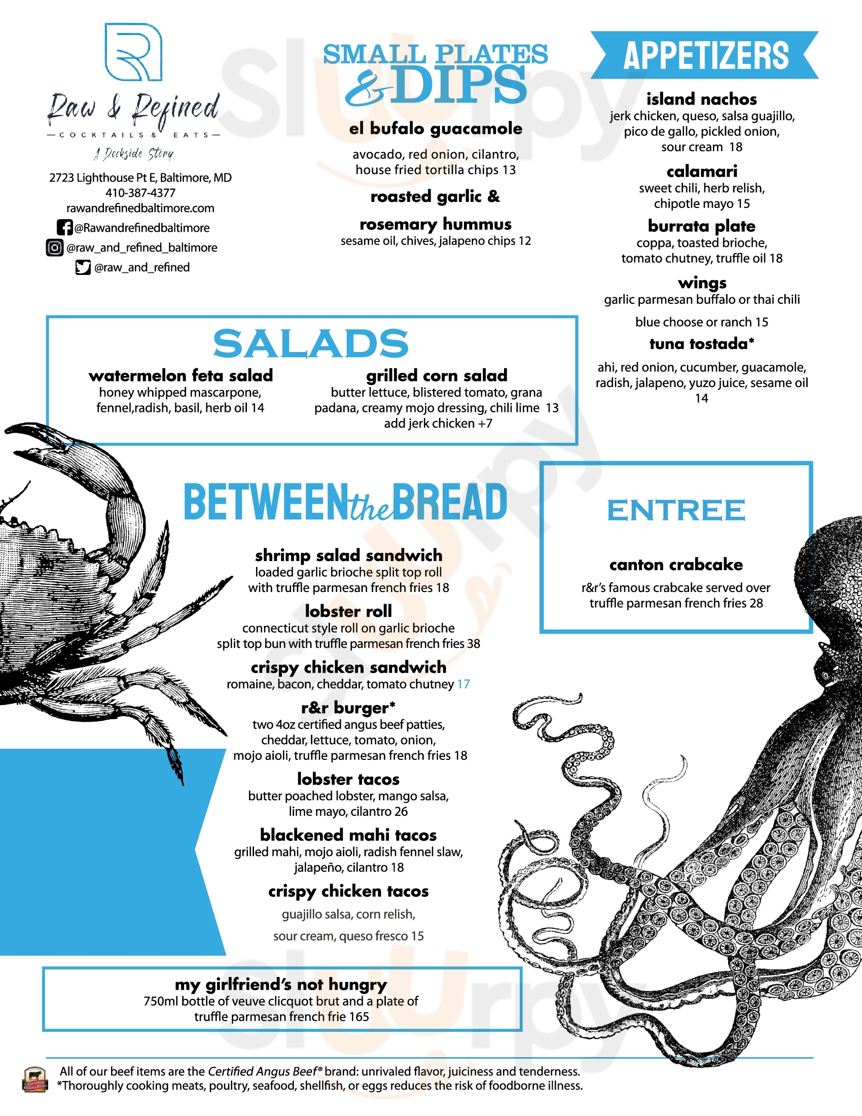 Raw & Refined Baltimore Menu - 1