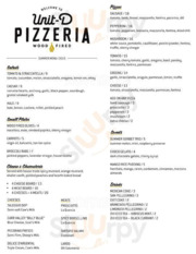 Unit-d Pizzeria menu