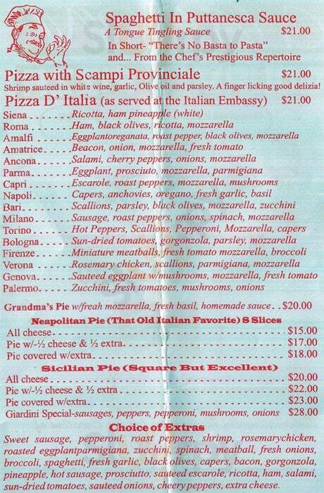 Giardini Pizzeria & Restaurant Brooklyn Menu - 1