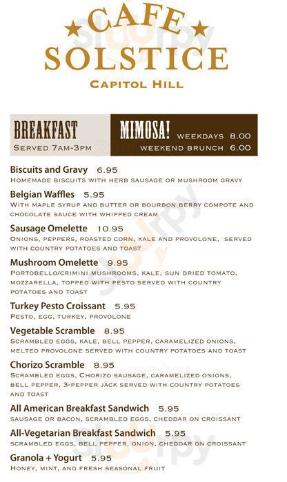 Cafe Solstice Seattle Menu - 1