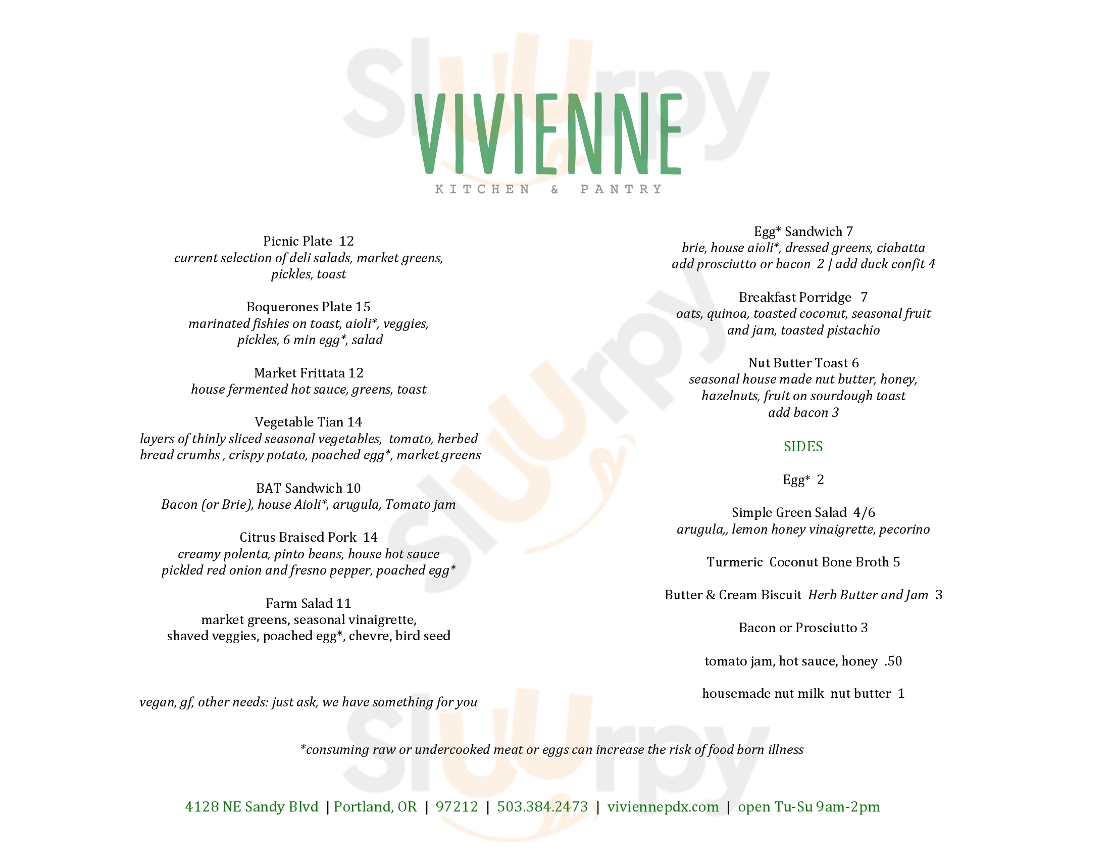 Vivienne Kitchen & Pantry Portland Menu - 1