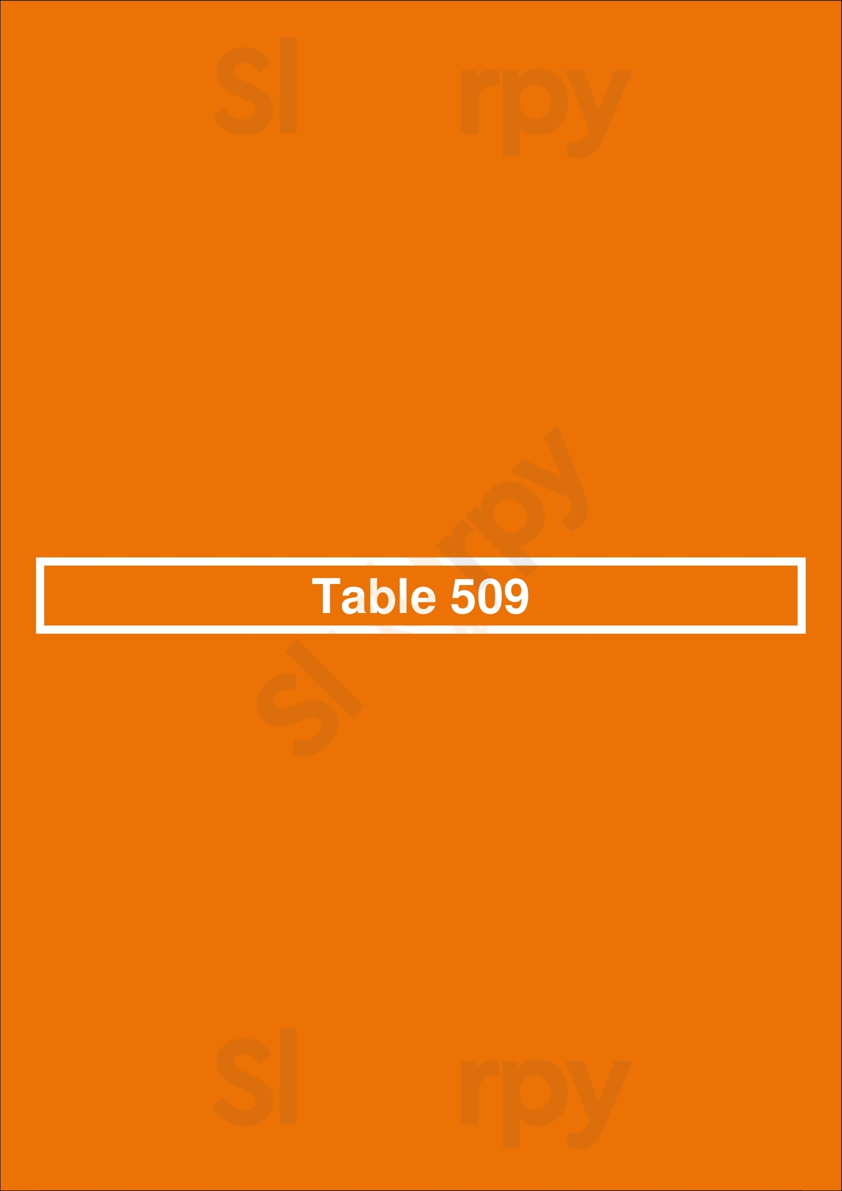 Main Menu - Table 509 Bar & Kitchen