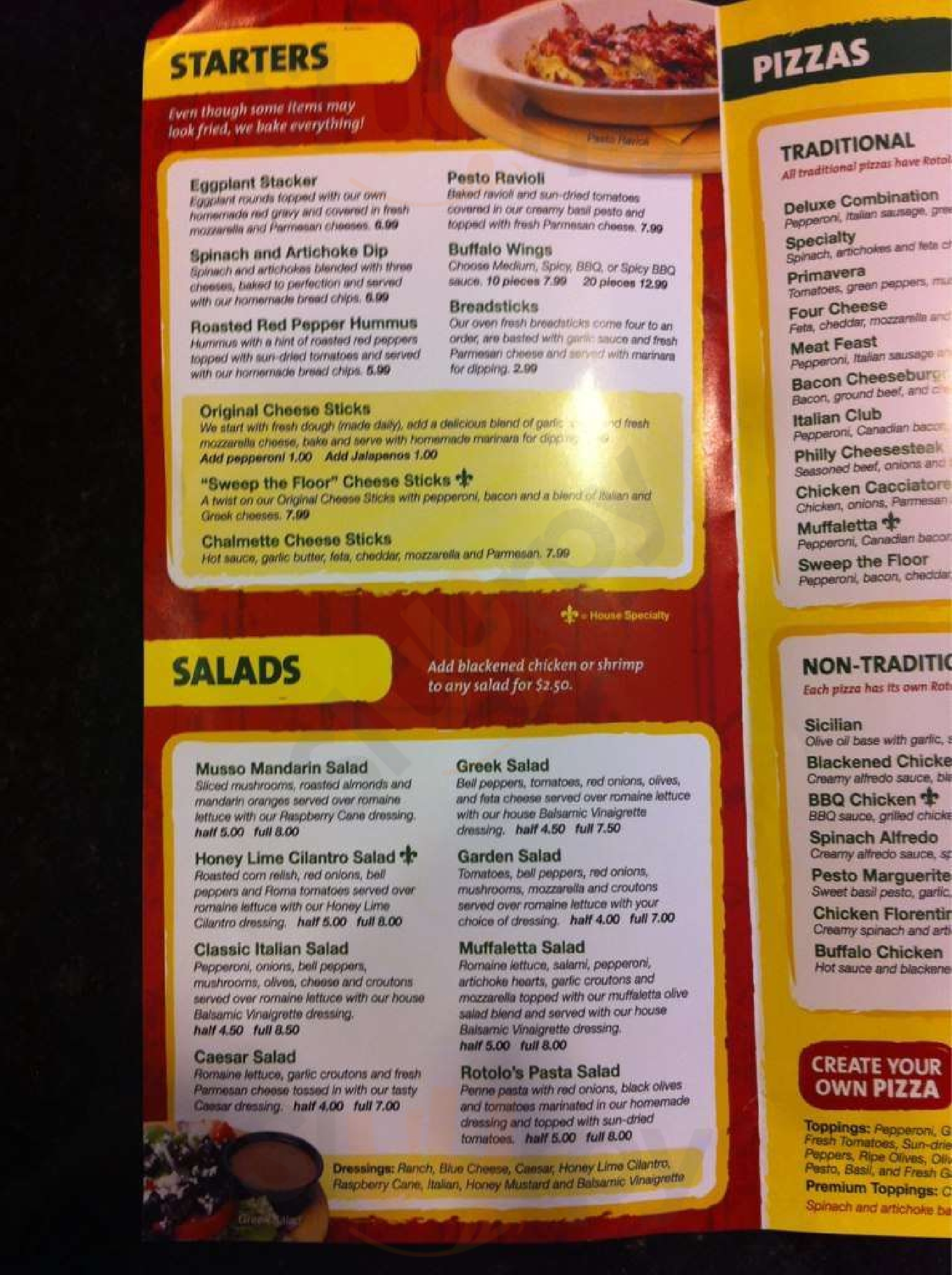 Main Menu - Rotolo's Pizzeria
