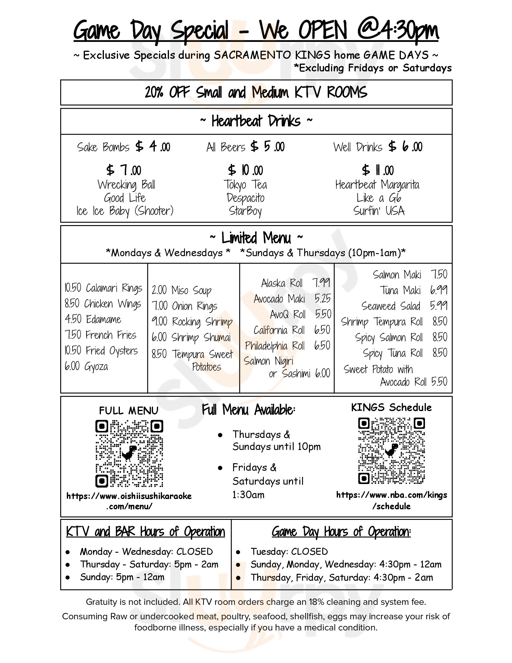 Main Menu - Oishii Sushi & Karaoke Bar
