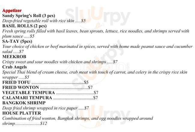 Joy Thai Restaurant Of Sandy Springs Atlanta Menu - 1