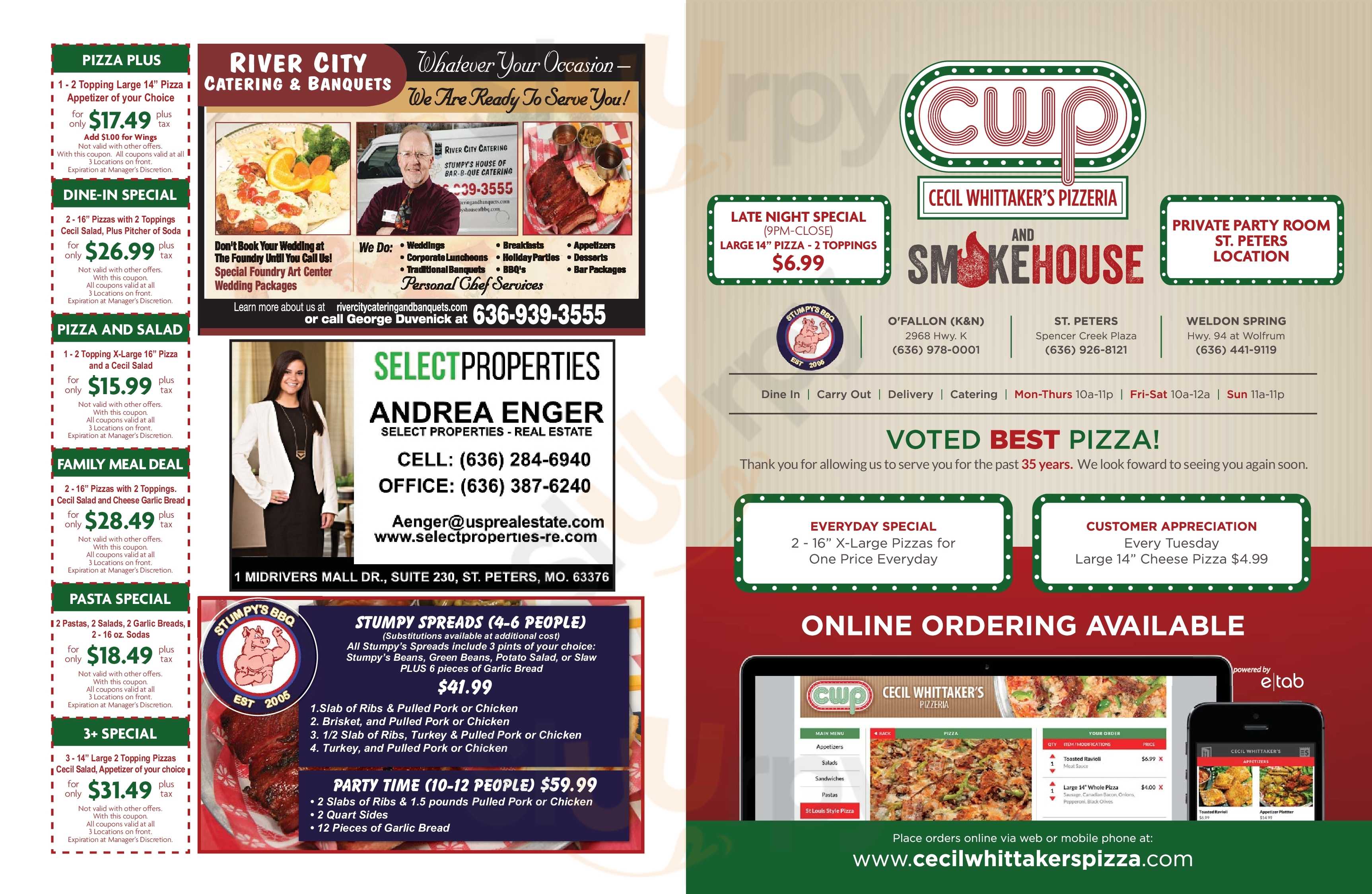 Main Menu - Cecil Whittaker's Pizzeria