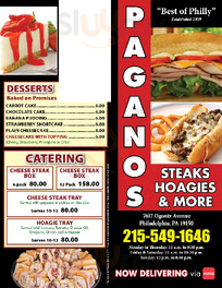 Paganos Steaks & Hoagies menu