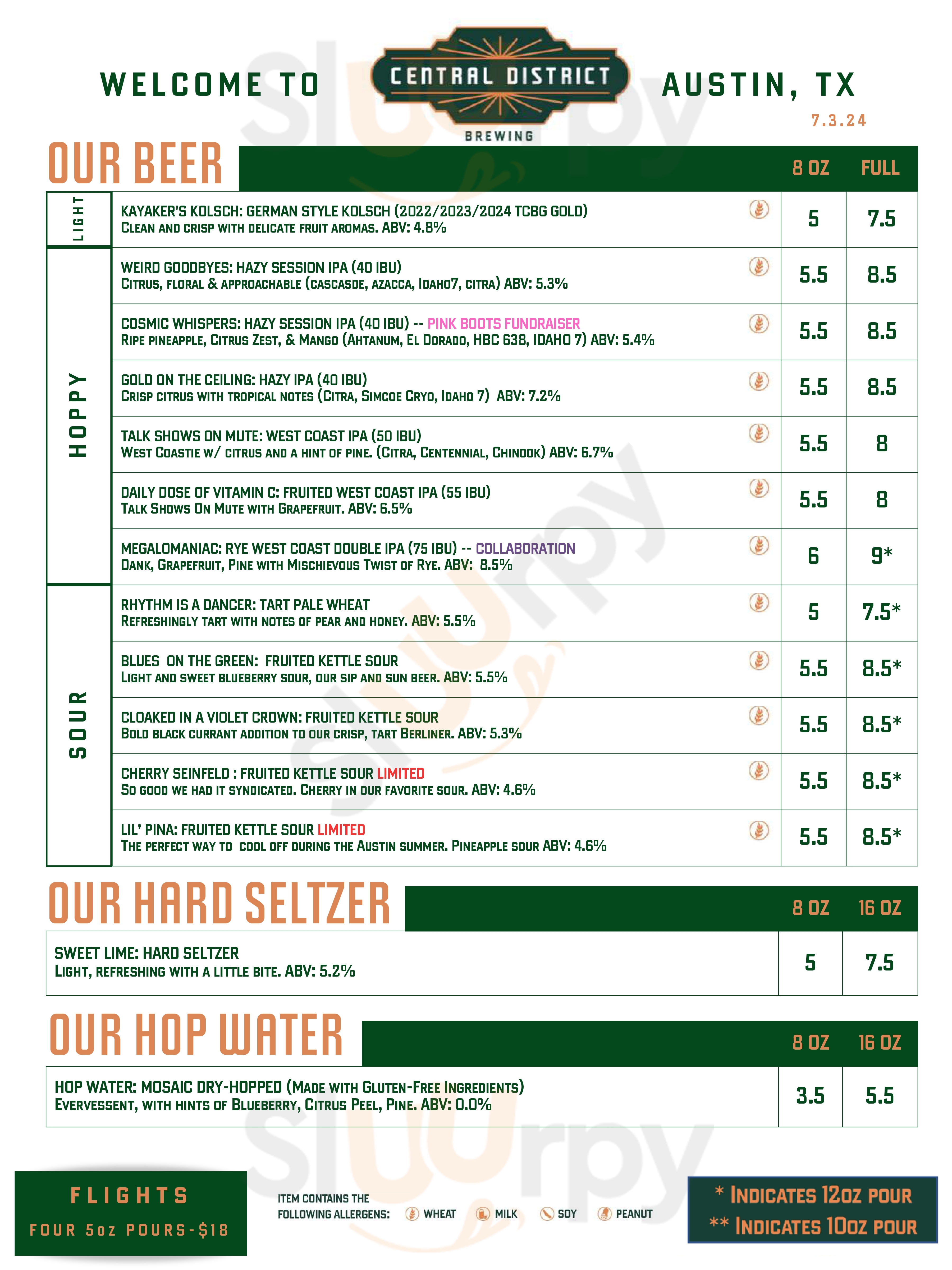 Central District Brewing Austin Menu - 1