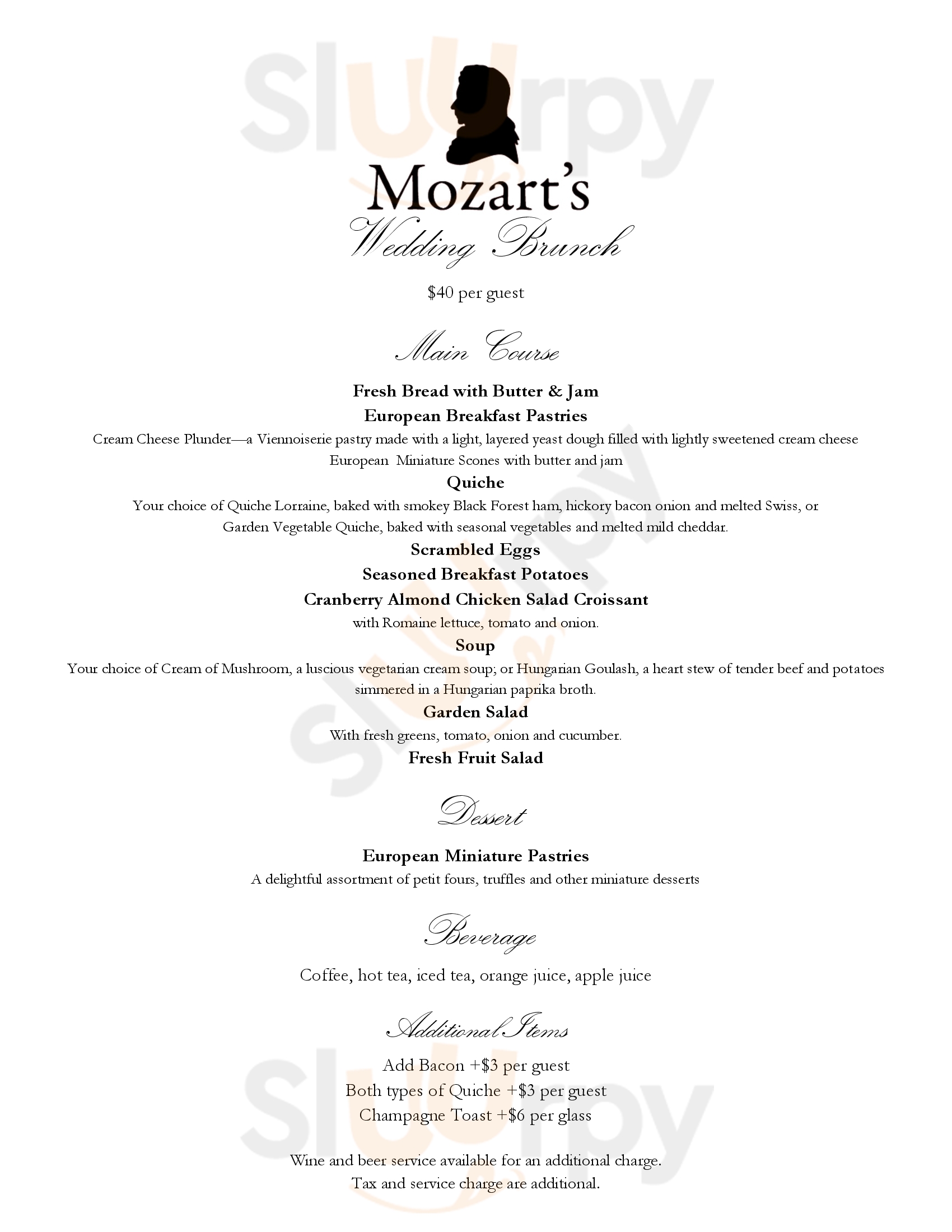Main Menu - Mozart Bakery