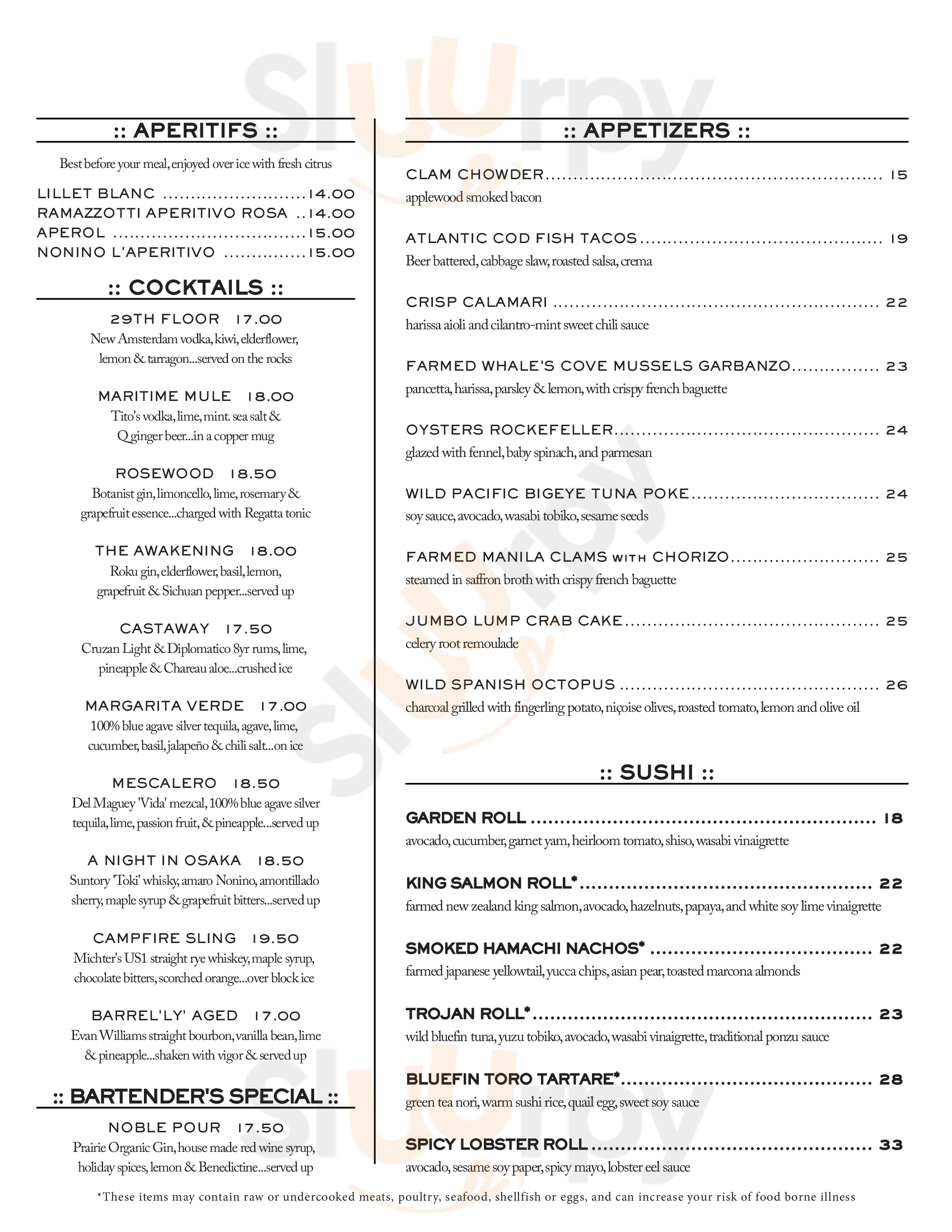 Water Grill Las Vegas Menu - 1