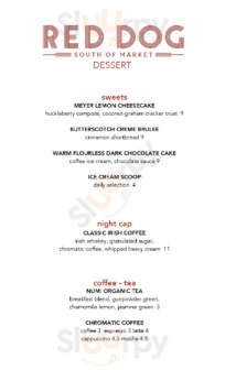 Red Dog Restaurant & Bar menu