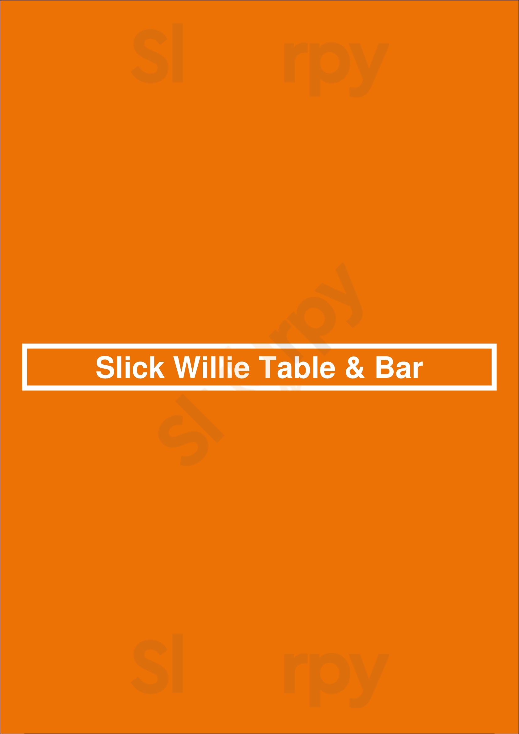 Main Menu - Slick Willie Table & Bar