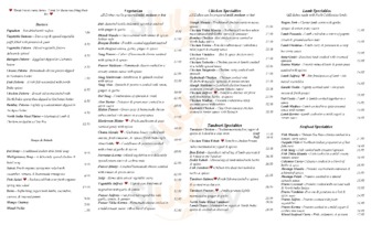 North India Restaurant menu