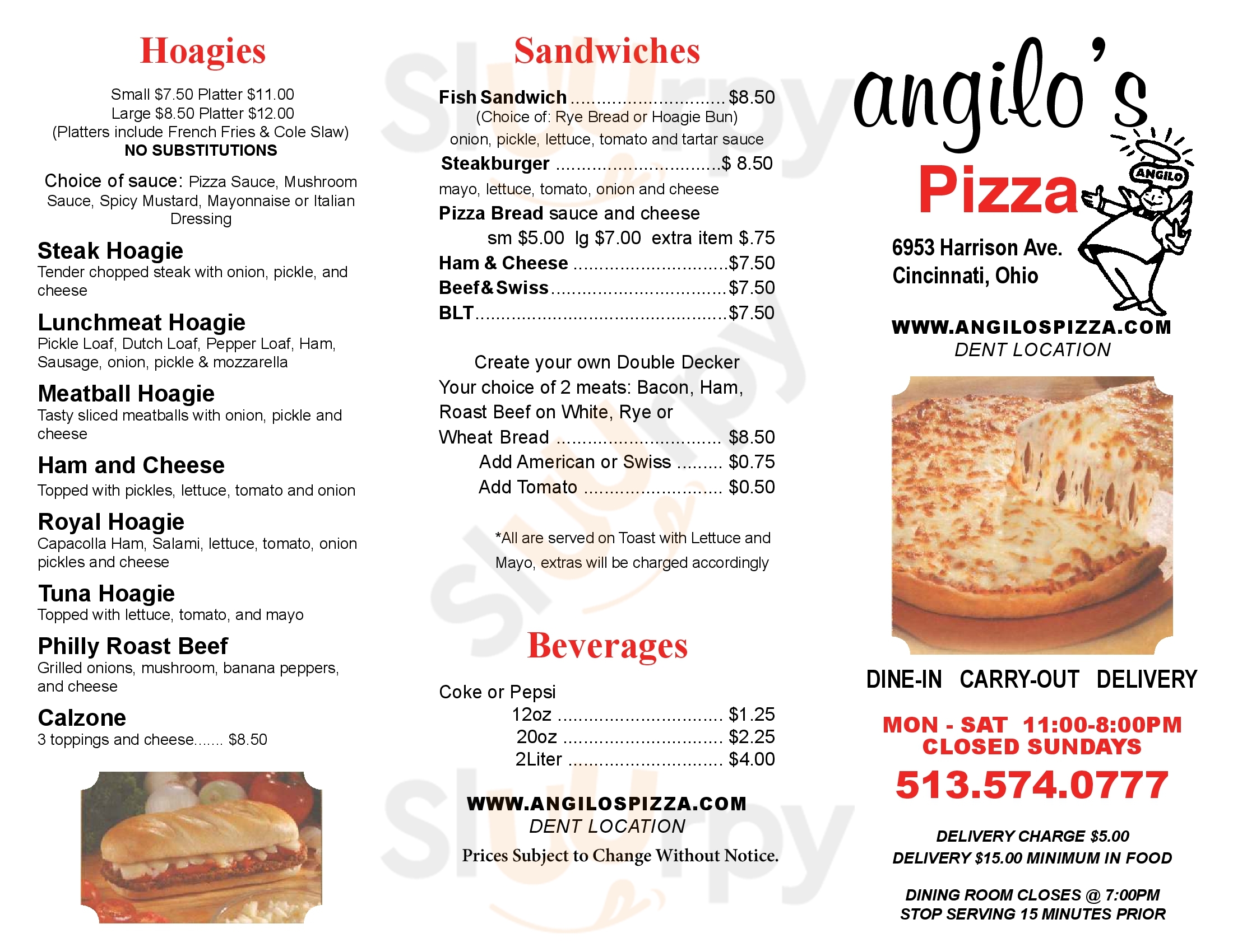 Main Menu - Angilo's Pizza - Grace Ave