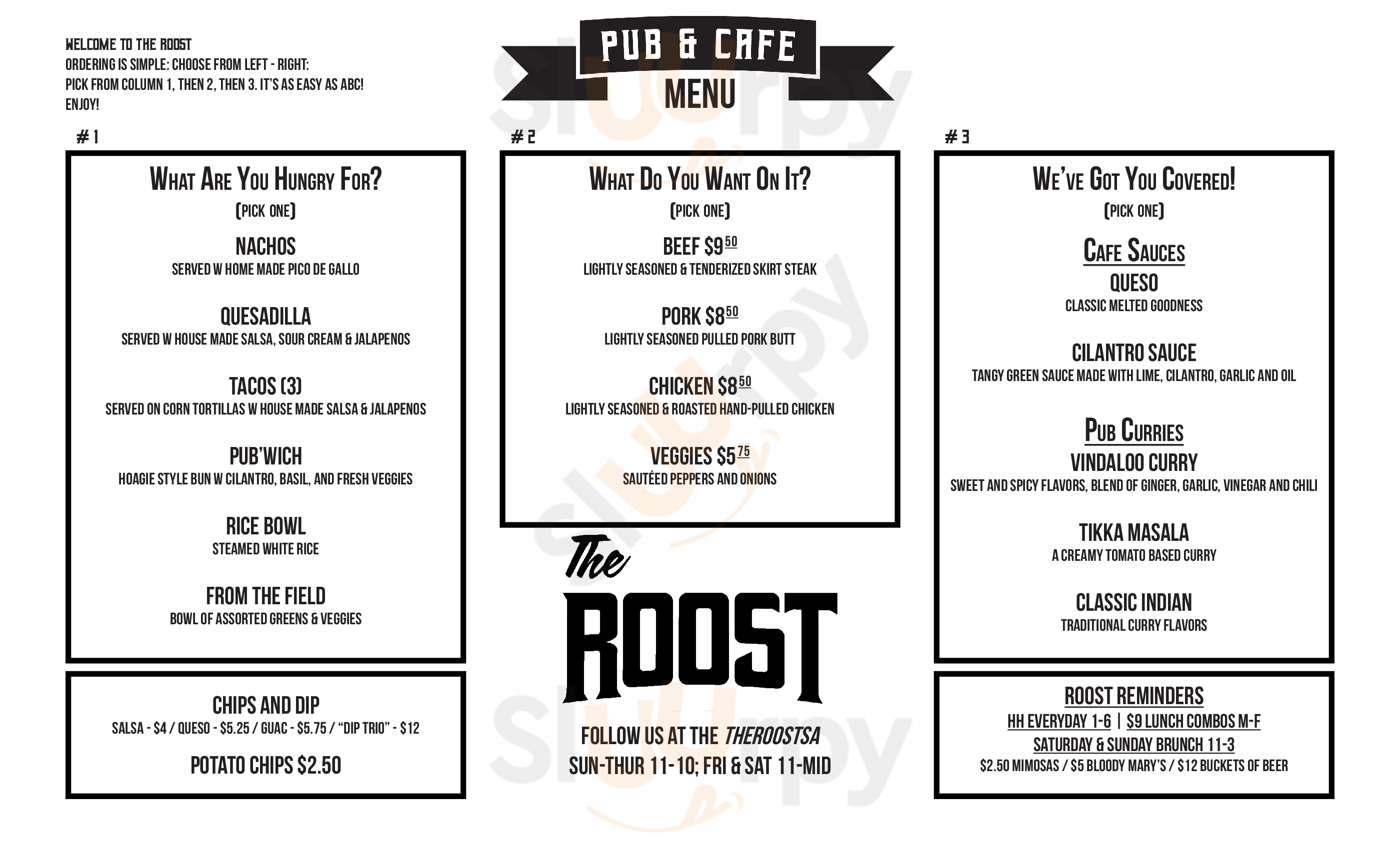 The Roost - Pub & Cafe San Antonio Menu - 1