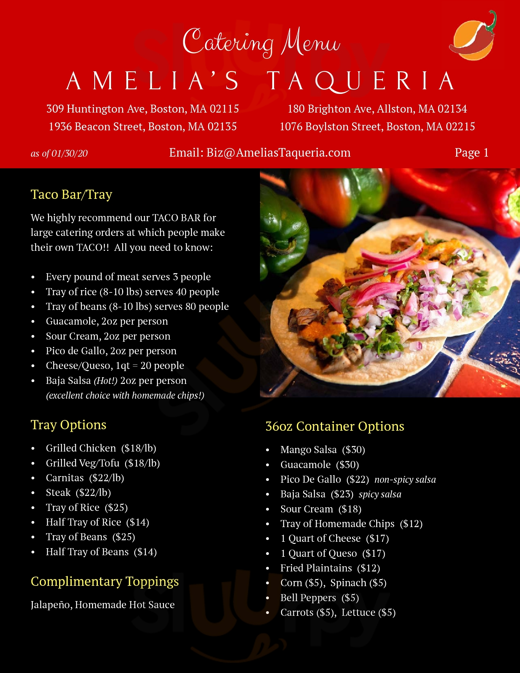 Amelia's Taqeria Boston Menu - 1