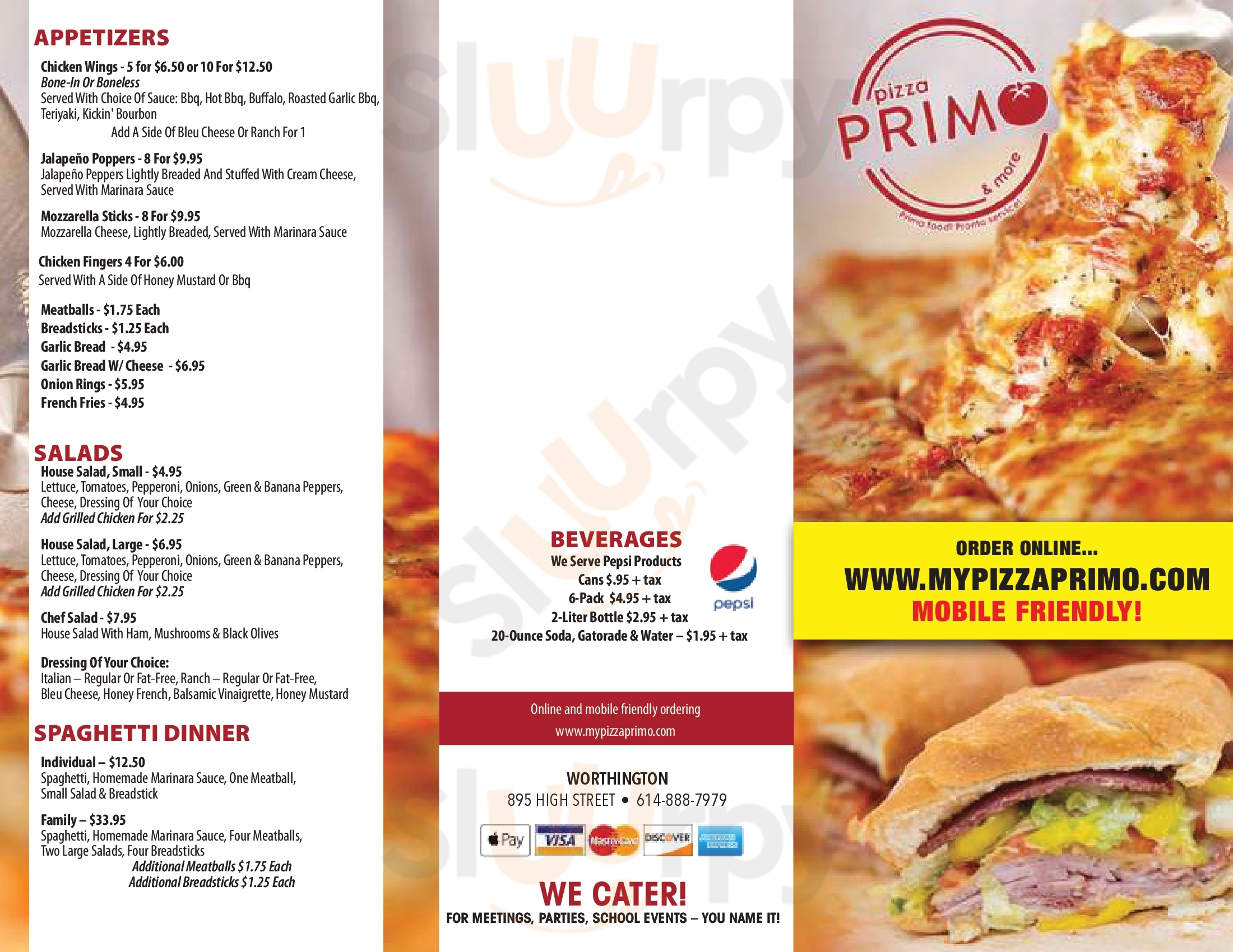 Main Menu - Pizza Primo