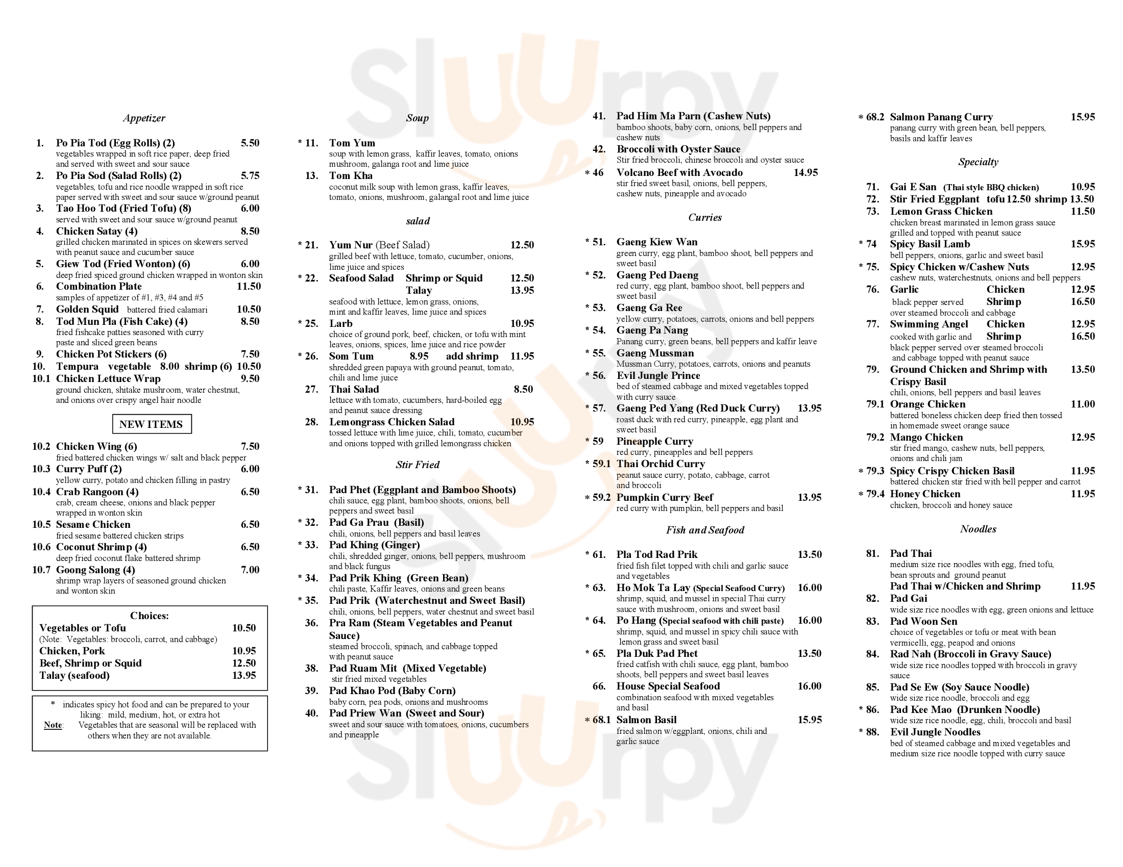 Main Menu - Thai Orchid Restaurant - Sw Portland