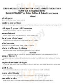 Zoo Bar Cafe menu