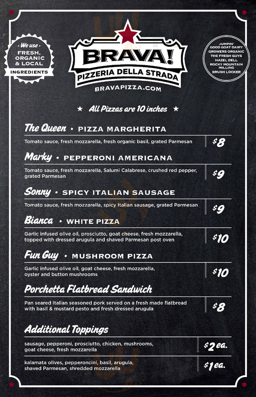 Brava! Pizzeria menu