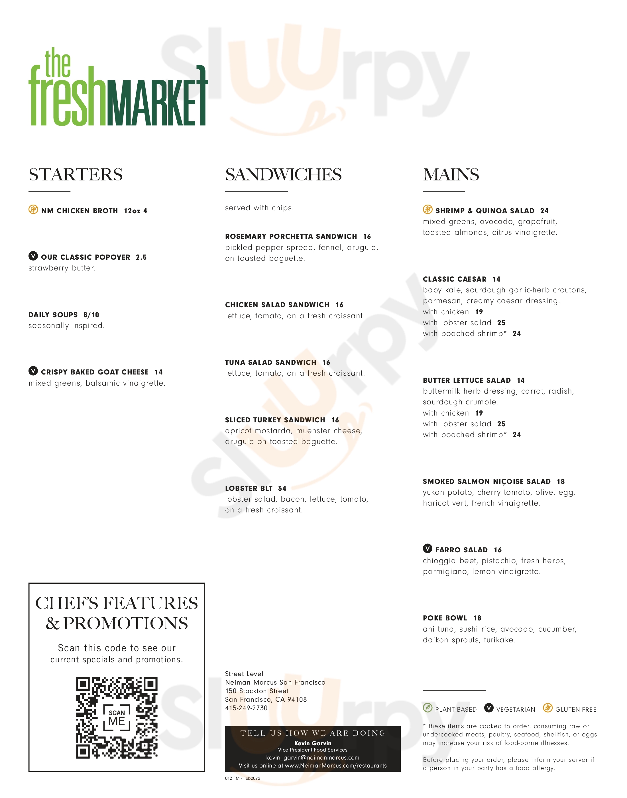 The Freshmarket At Neiman Marcus San Francisco Menu - 1