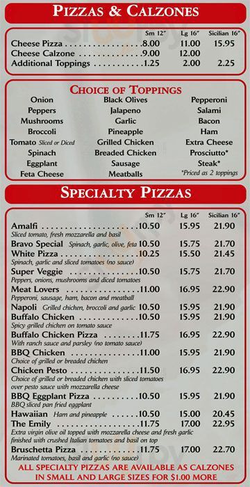 Bravo Pizza Boston Menu - 1