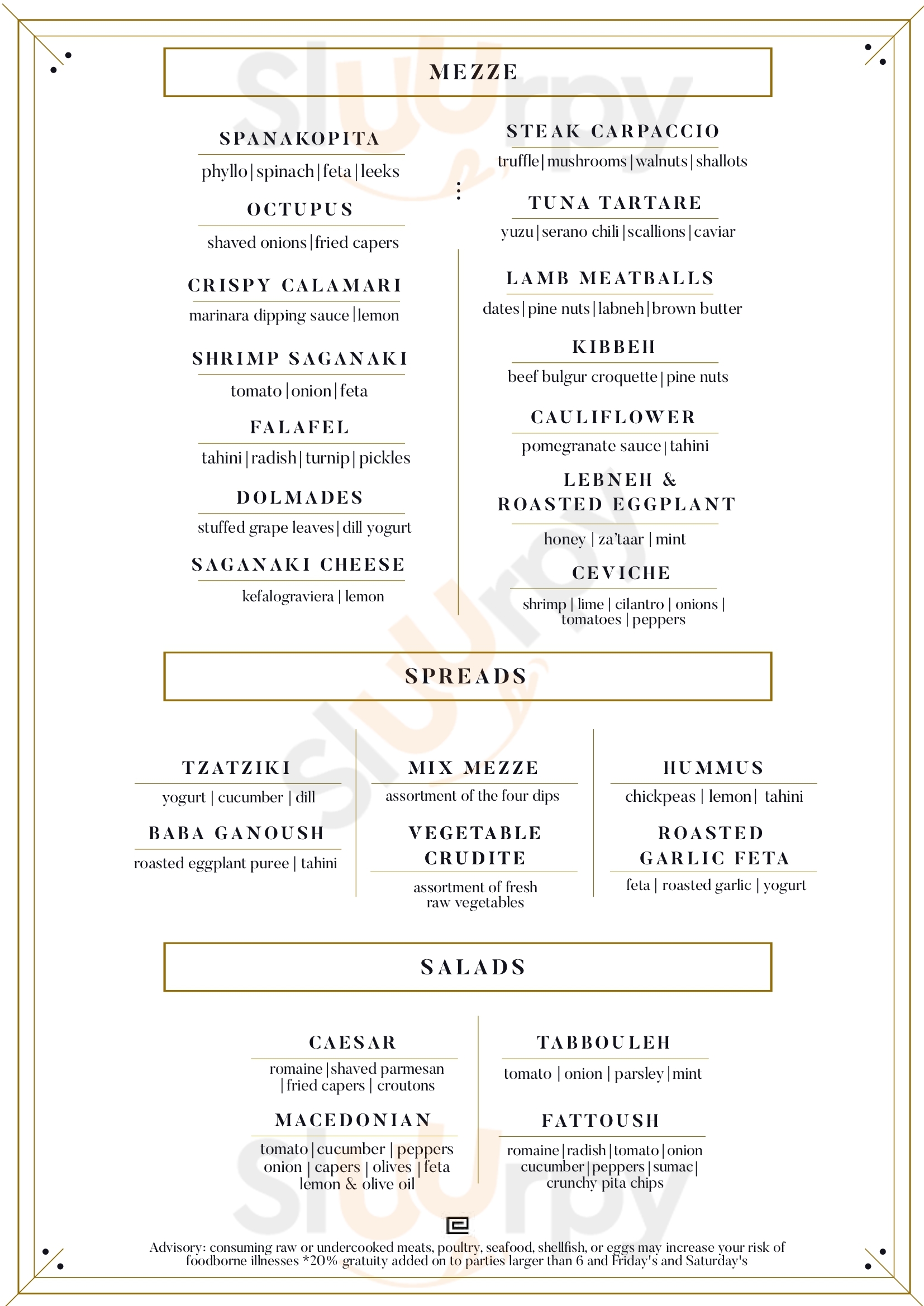 Dio Modern Tampa Menu - 1