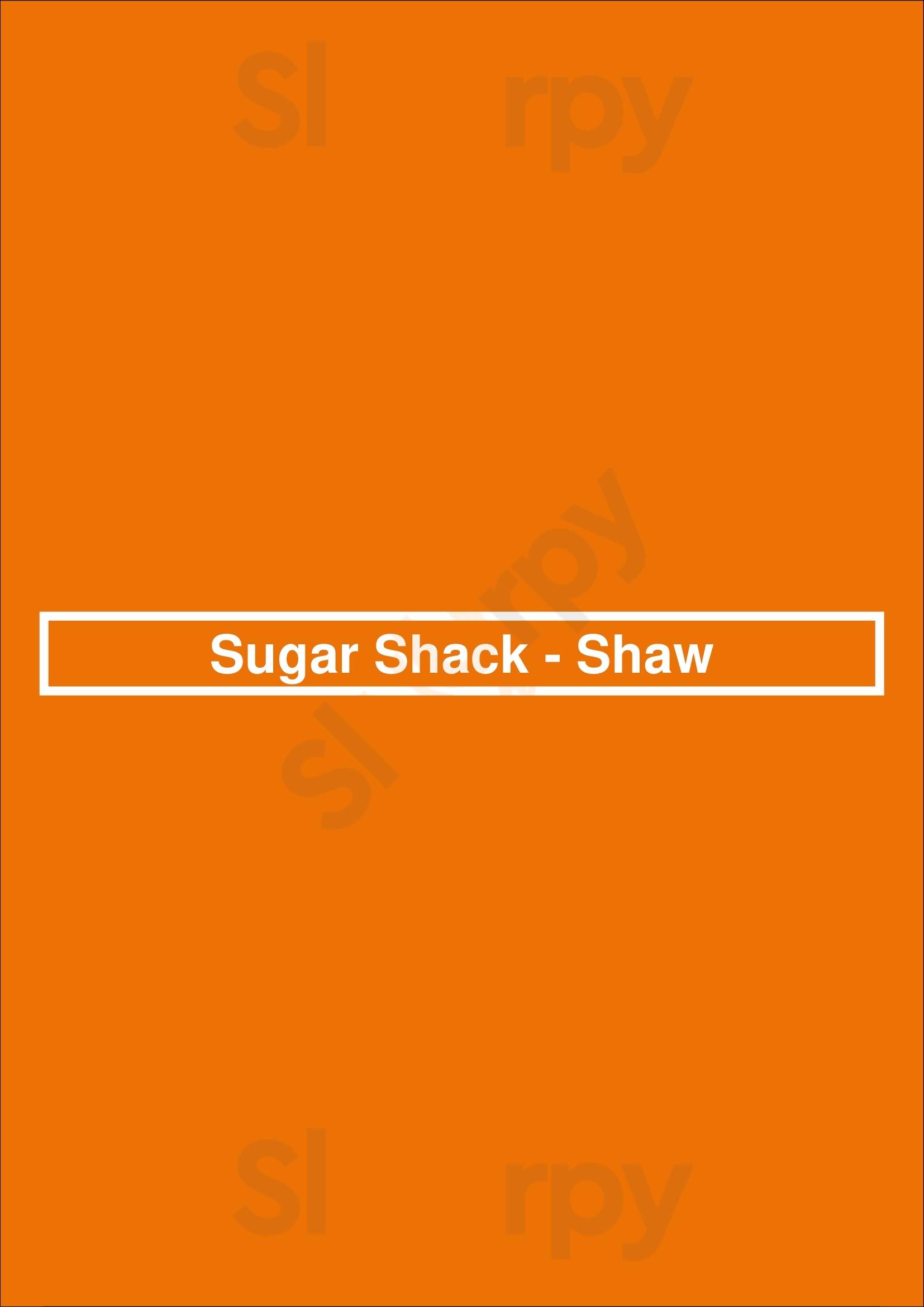 Sugar Shack - Shaw Washington DC Menu - 1