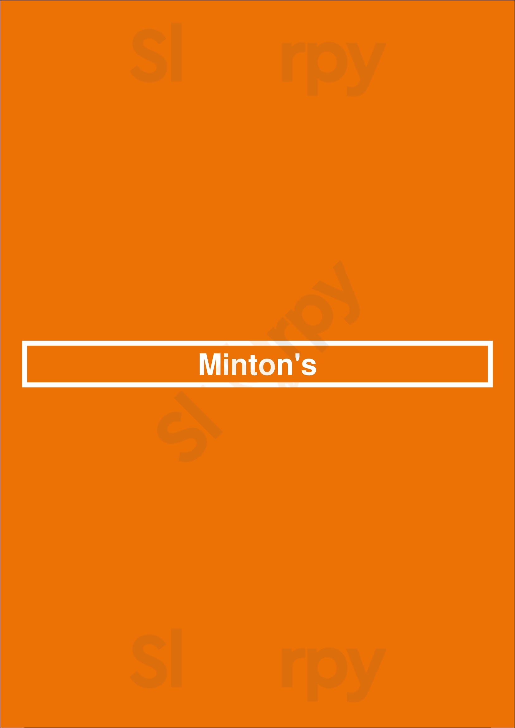 Minton's New York City Menu - 1
