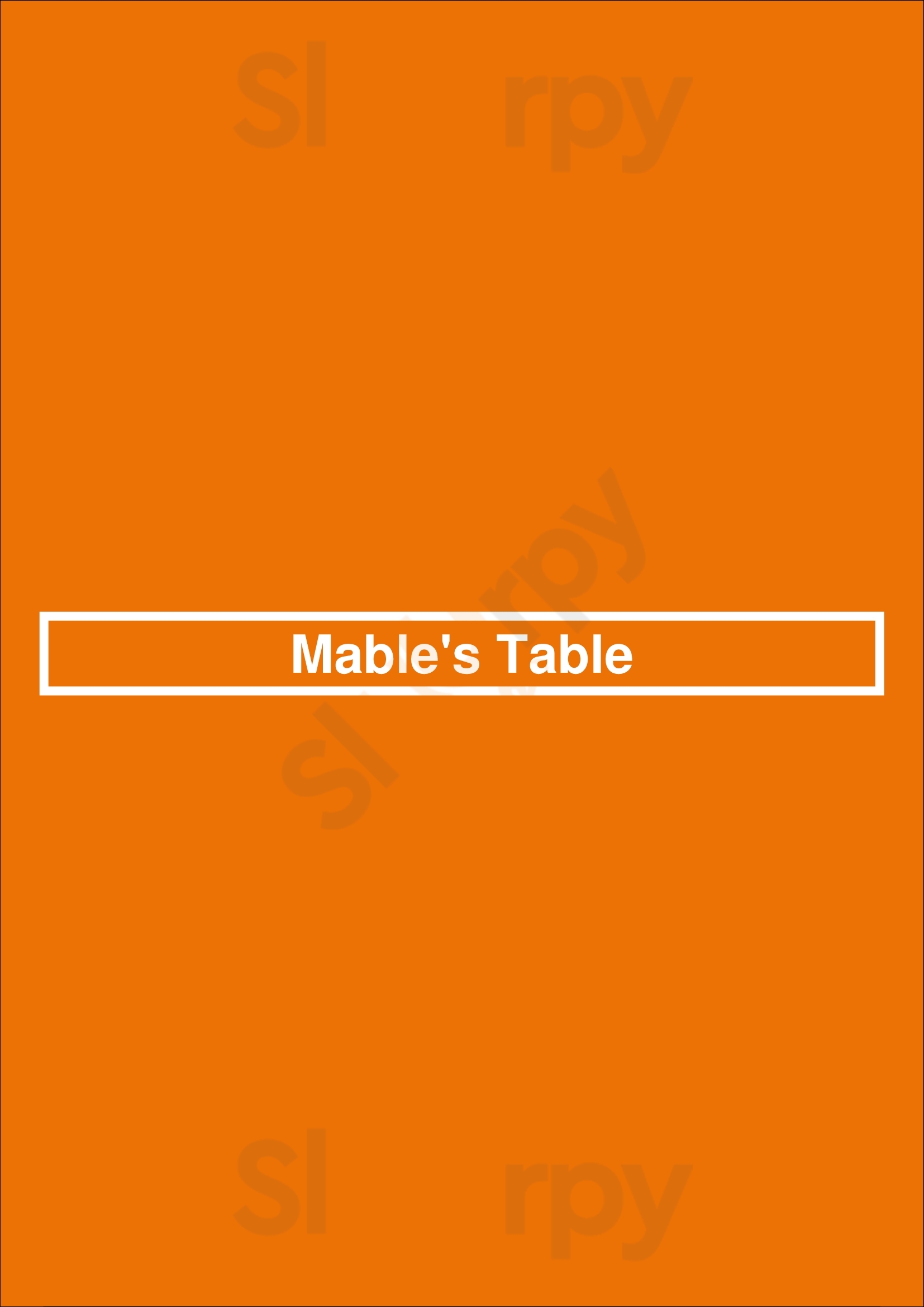 Mable's Table Chicago Menu - 1