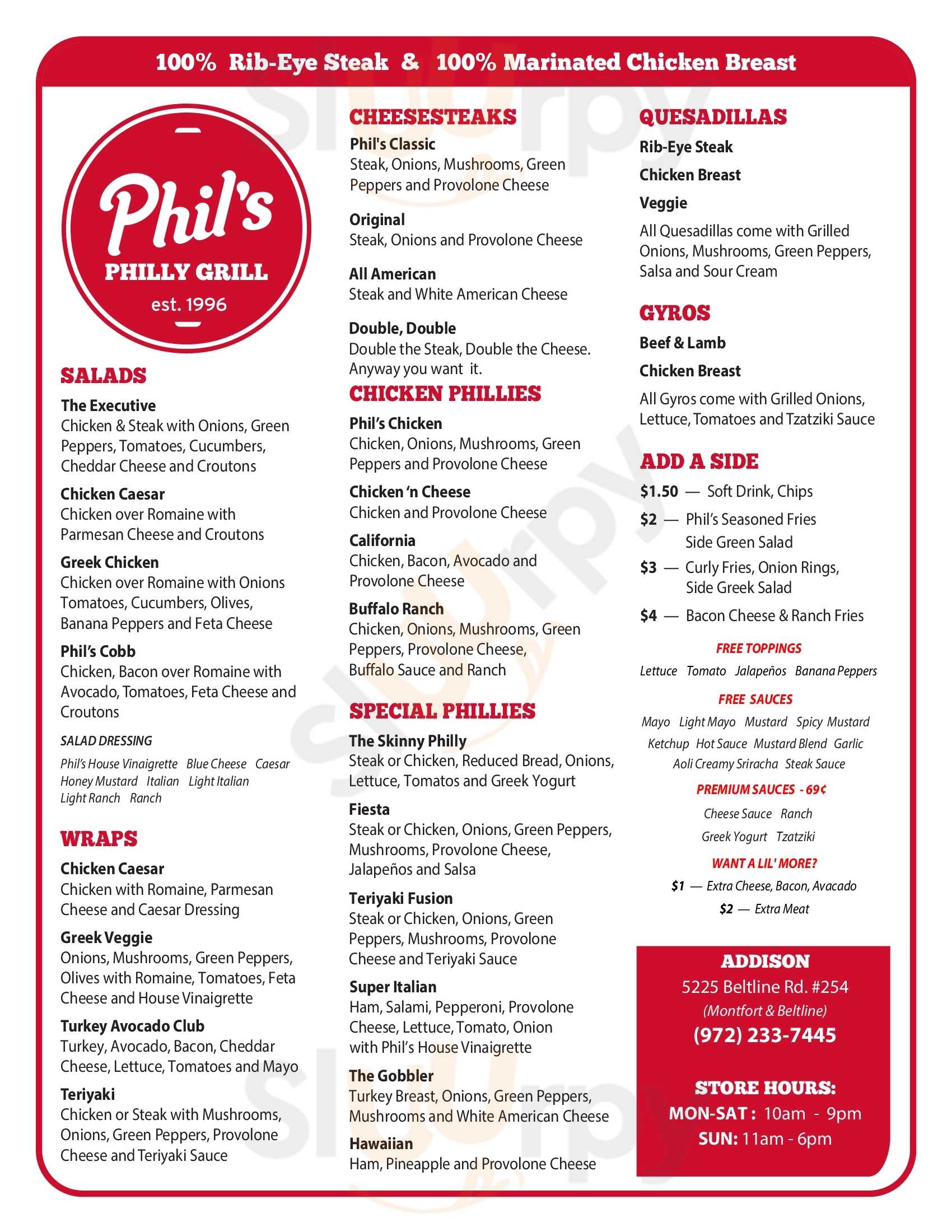 Main Menu - Phils Philly Grill