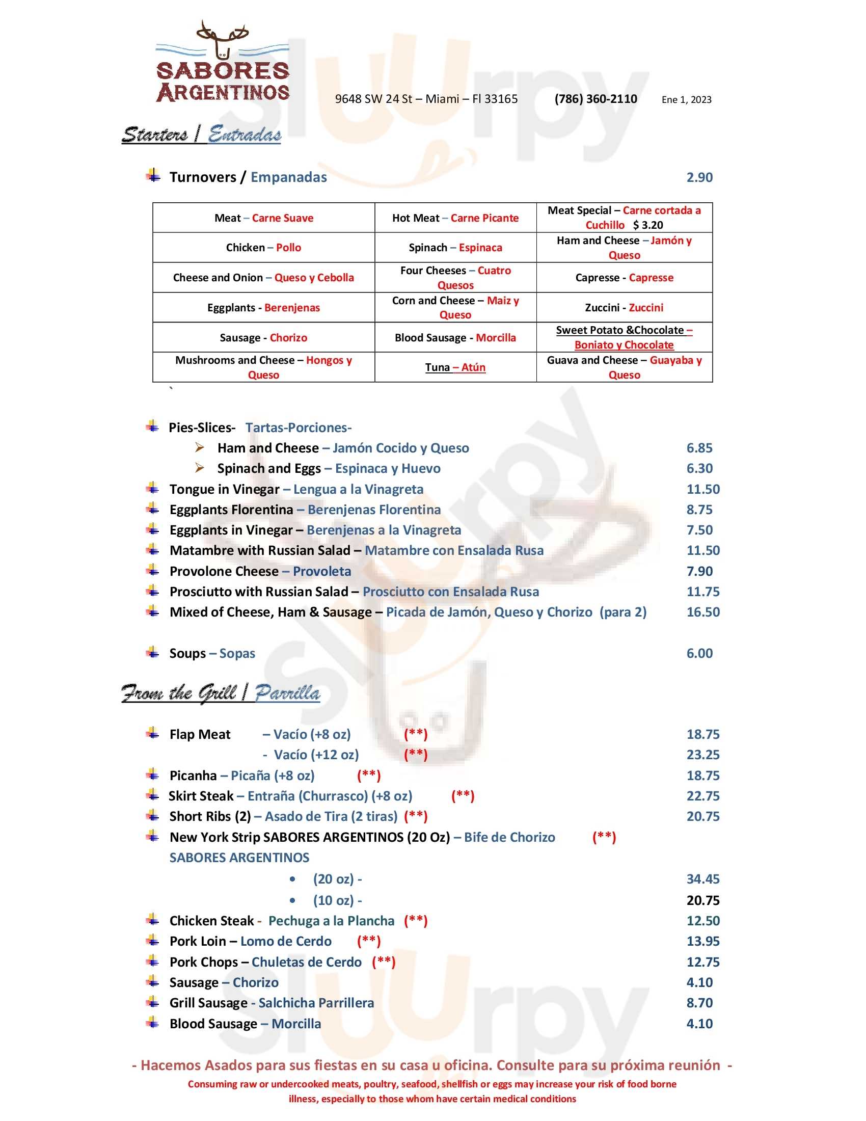 Main Menu - Sabores Argentinos